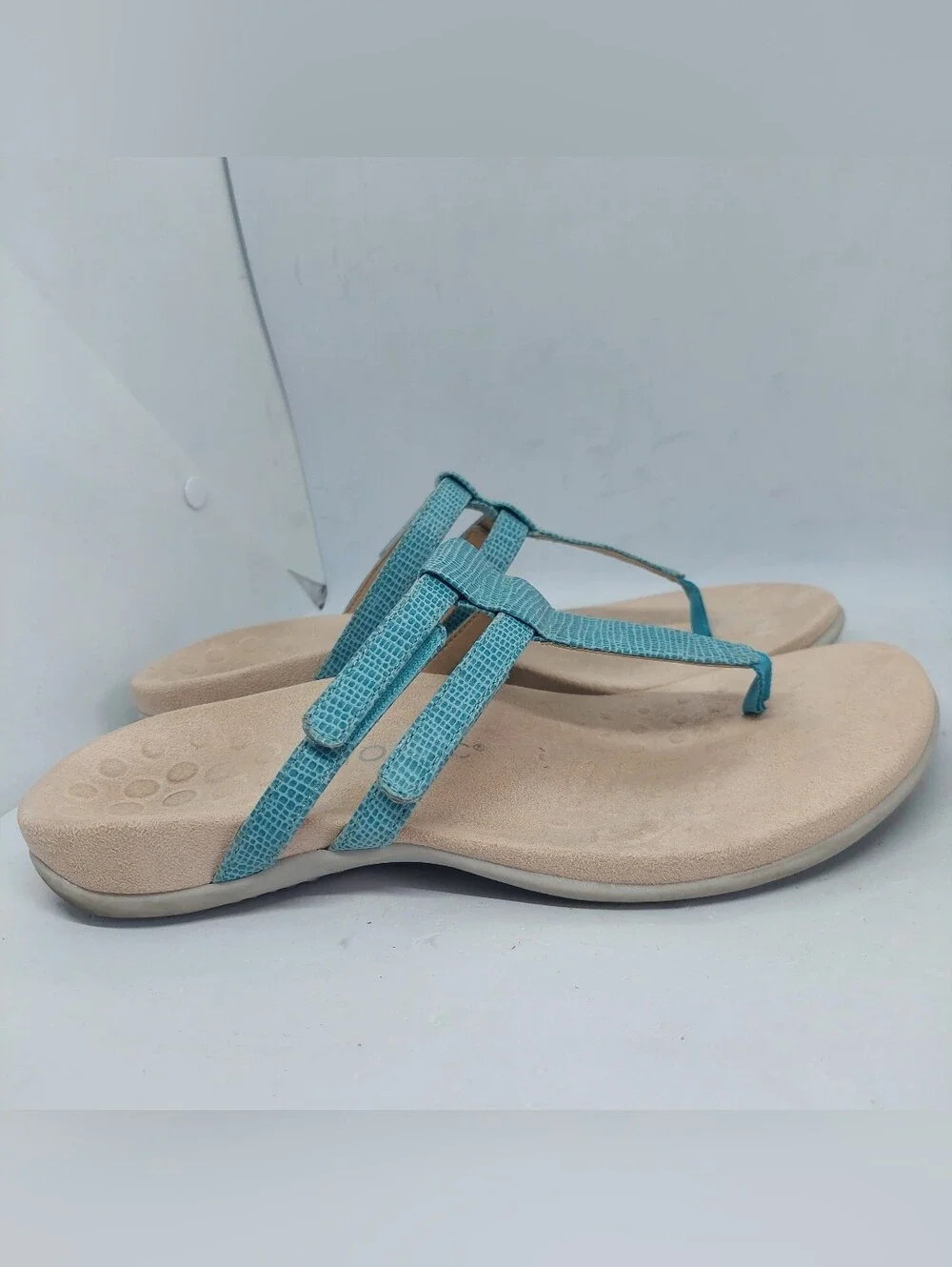 Vionic Elvia Sandals Orthotic Teal Blue Womens Sz 9 Wide Adjustable Summer Shoes